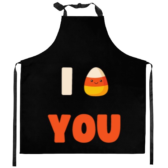 CUTE HALLOWEEN LAZY COSTUME I CANDY CORN YOU Kitchen Aprons