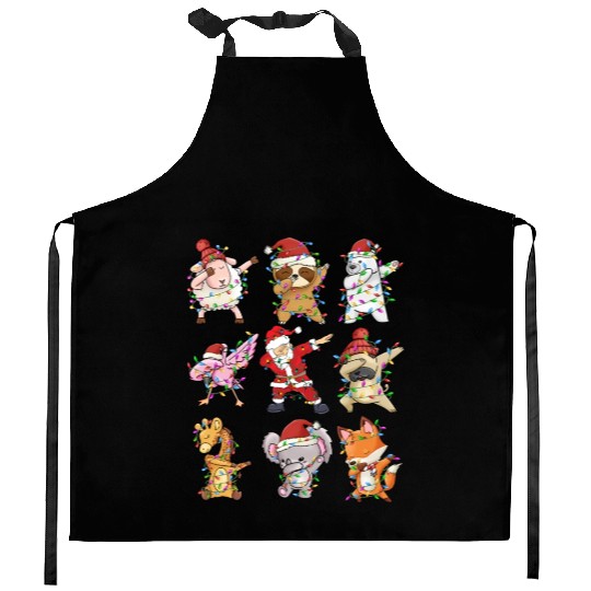 Dabbing Santa Animal Friends Christmas Kids Boys Kitchen Aprons