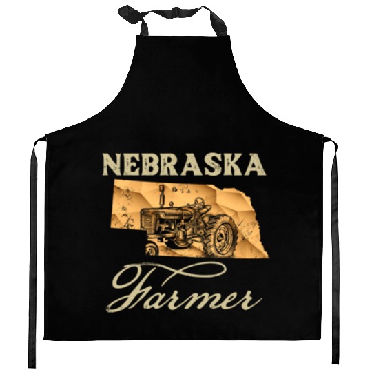 Nebraska Farmer Tractor Lover State Map Farming Lo Kitchen Aprons