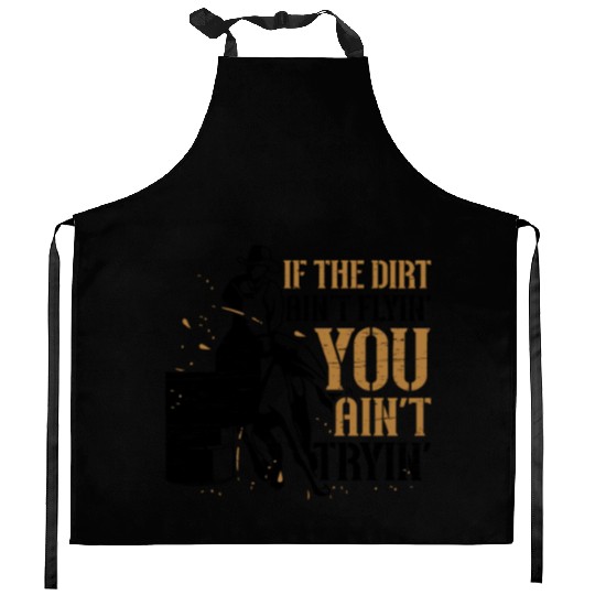 Barrel Racing Dirt Rodeo Equestrian Horse Barrel Kitchen Aprons