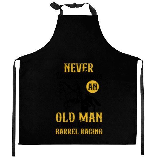 Old Man Barrel Racing Rodeo Equestrian Horse Kitchen Aprons