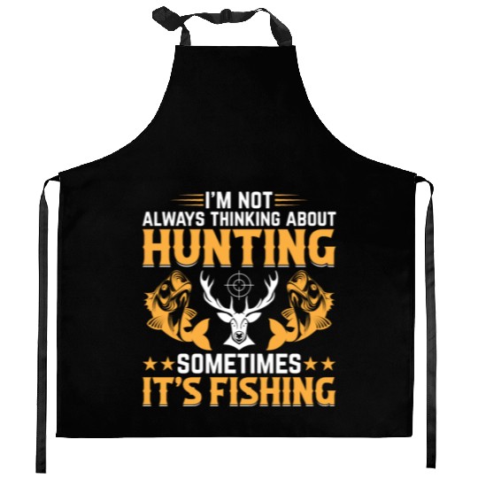 Deer Hunting Trout Fishing Fish Fishing - Deer Hun Kitchen Aprons