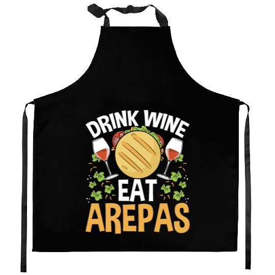 Arepas Lover Wine Drinking Hispanic Heritage Month Kitchen Aprons