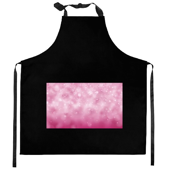 Pink Bokeh Christmas Snowflakes Kitchen Aprons
