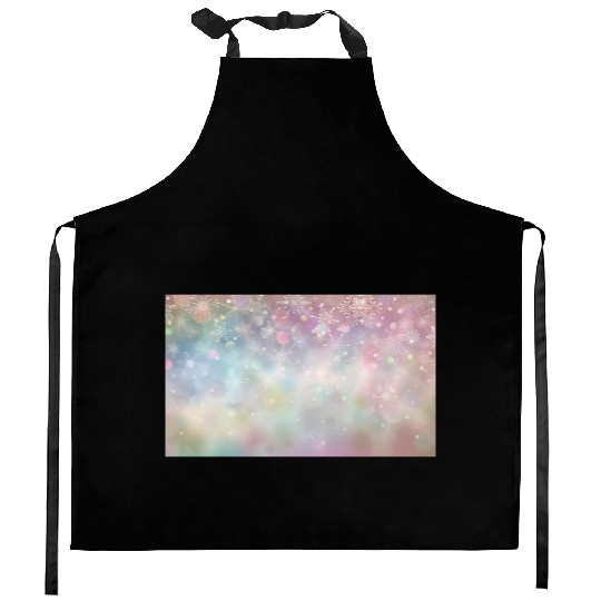 Colorful Bokeh Christmas Snowflakes Kitchen Aprons