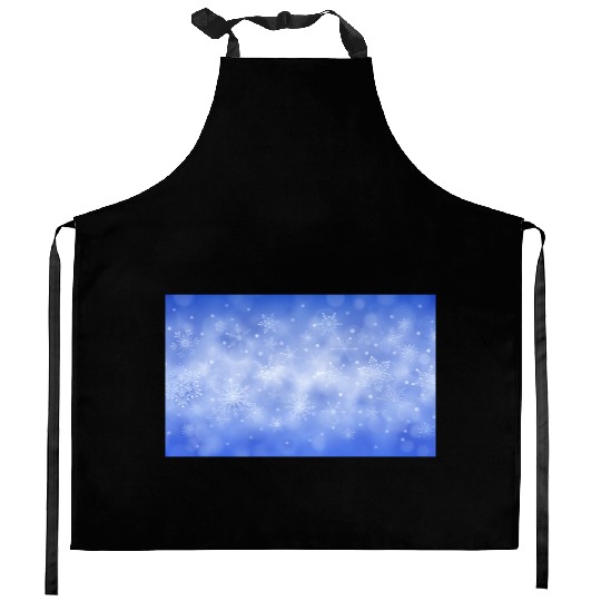 Blue Christmas Snowflakes Bokeh Winter Kitchen Aprons
