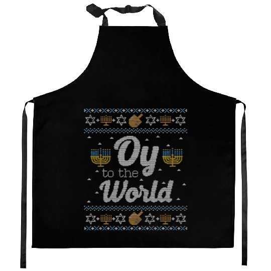 Funny Ugly Hanukkah Oy To The World Kitchen Aprons