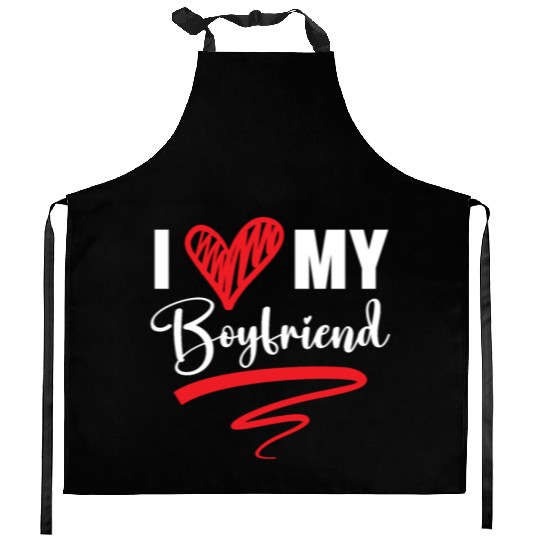 I Love My Boyfriend Valentines Day Cupid Love Kitchen Aprons