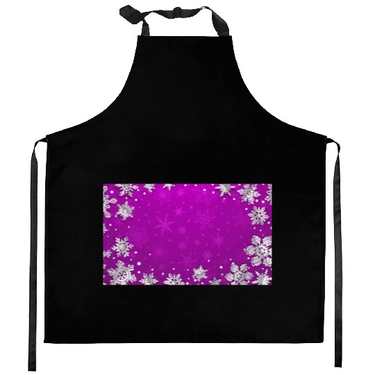 Winter Snowflakes Purple Pattern Kitchen Aprons