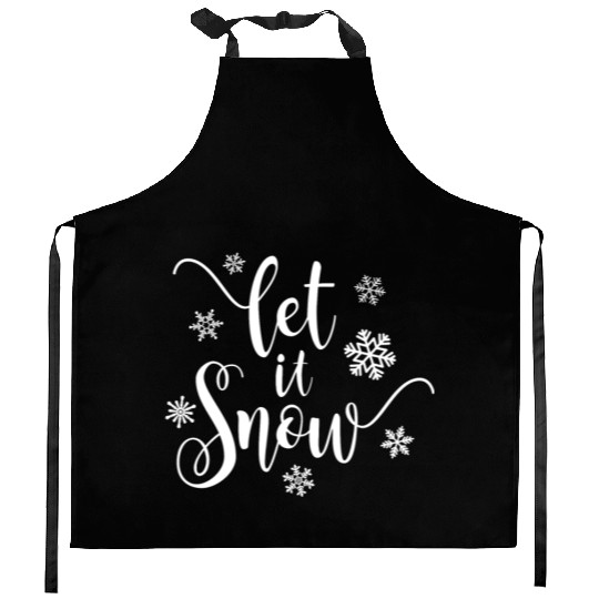 Simple Let it Snow Christmas Calligraphy Kitchen Aprons