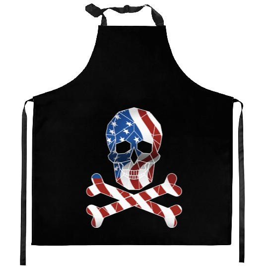 Amercan Flag Skull Usa 1776 Patroitic Kitchen Aprons