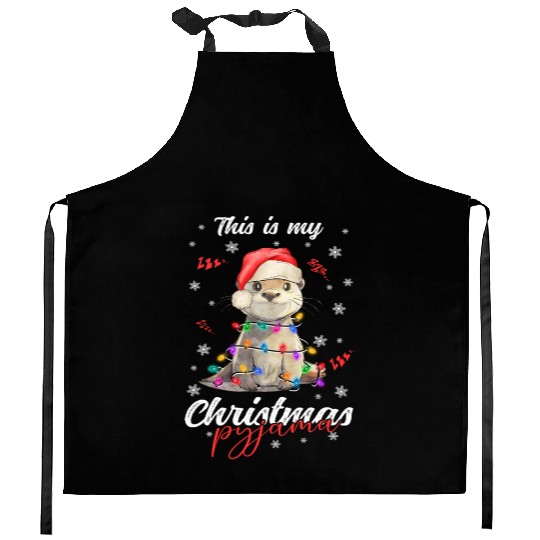 Winter Christmas Pyjama Otter Kitchen Aprons