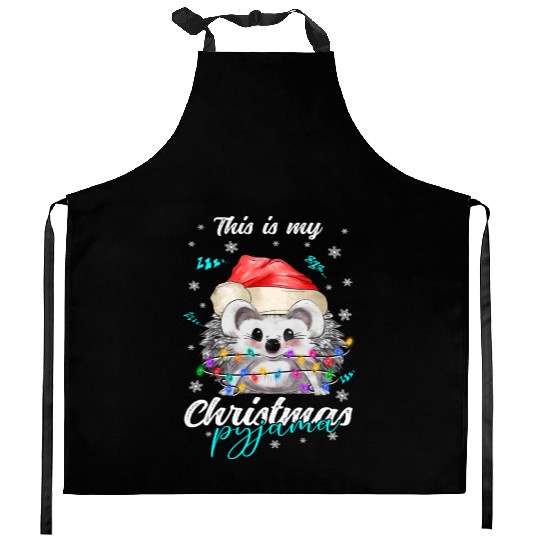 Winter Christmas Pyjama Hedgehog Kitchen Aprons