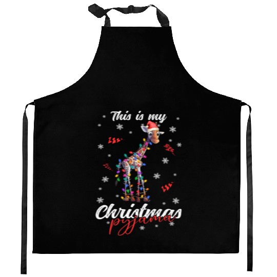 Winter Christmas Pyjama Giraffe Kitchen Aprons
