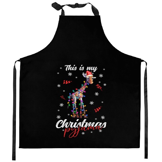Winter Christmas Pyjama Giraffe Kitchen Aprons