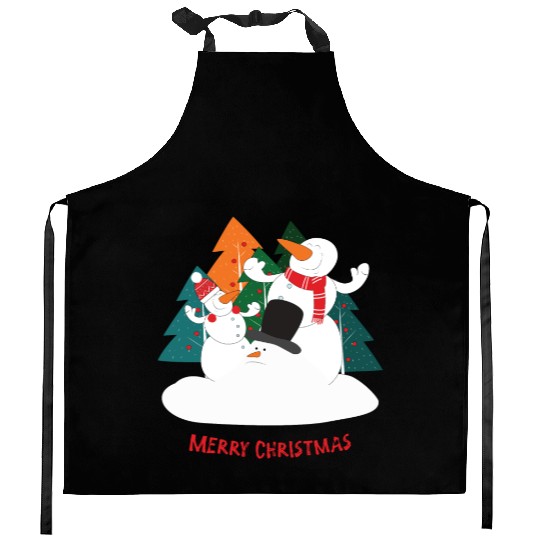 Merry Christmas Snowman Kitchen Aprons