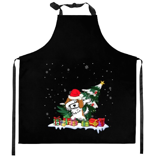 Saint Bernard Christmas Dabbing Santa Xmas Pajama Kitchen Aprons