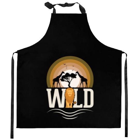 Wild Animals Lion Giraffe Africa Kitchen Aprons