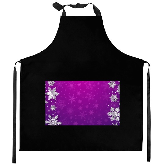 Winter Snowflakes Purple Pattern Kitchen Aprons