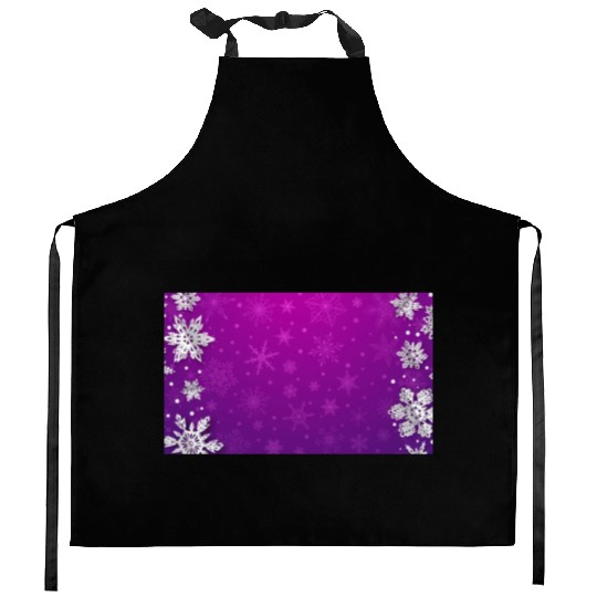 Winter Snowflakes Purple Pattern Kitchen Aprons