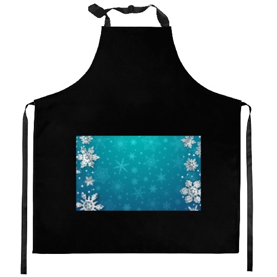 Winter Snowflakes Teal Pattern Kitchen Aprons