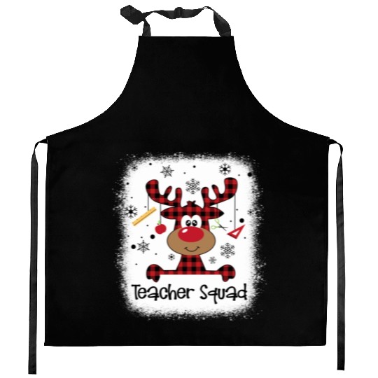 Bleached Teacher Squad Reindeer Funny Teacher Kitchen Aprons