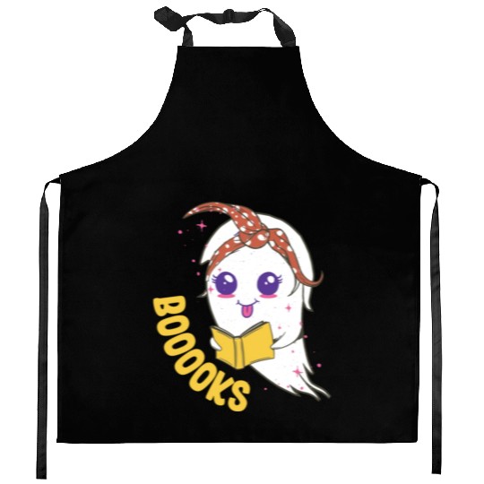 Cute Ghost Book Reading for teacher booooks Kitchen Aprons