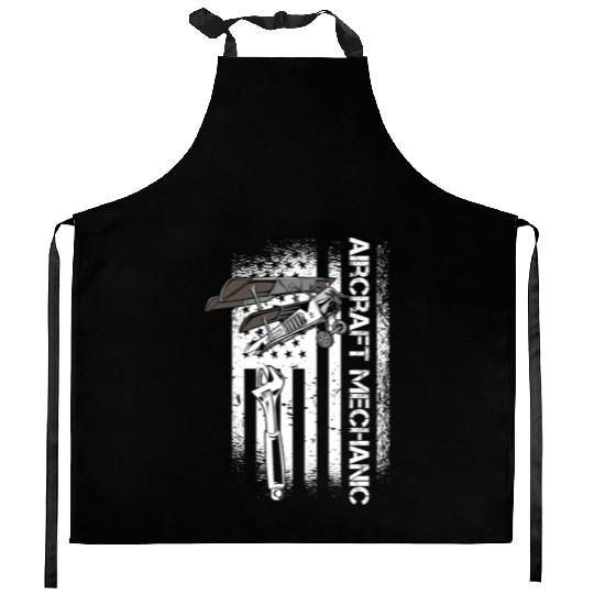 Aircraft Mechanic Us Flag Kitchen Aprons