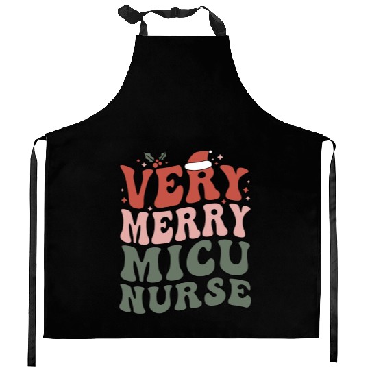 MICU Nurse Christmas Medical ICU Nursing Xmas Gift Kitchen Aprons