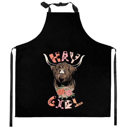 Hay Girl Highland Cow Grass Puppy Cow Whisperer Kitchen Aprons