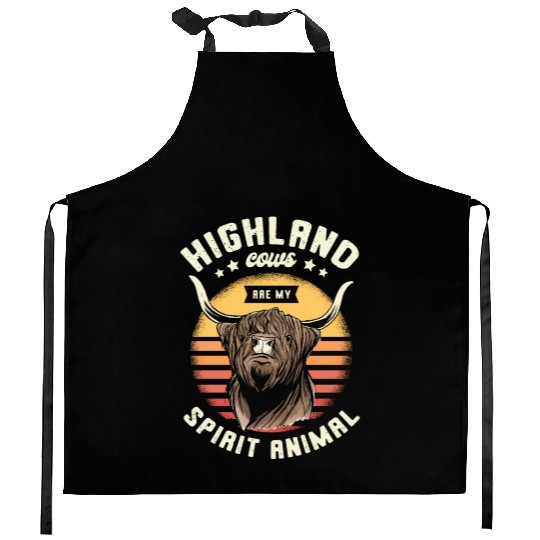 Highland Cows Are My Spirit Animal Grass Puppy Kitchen Aprons