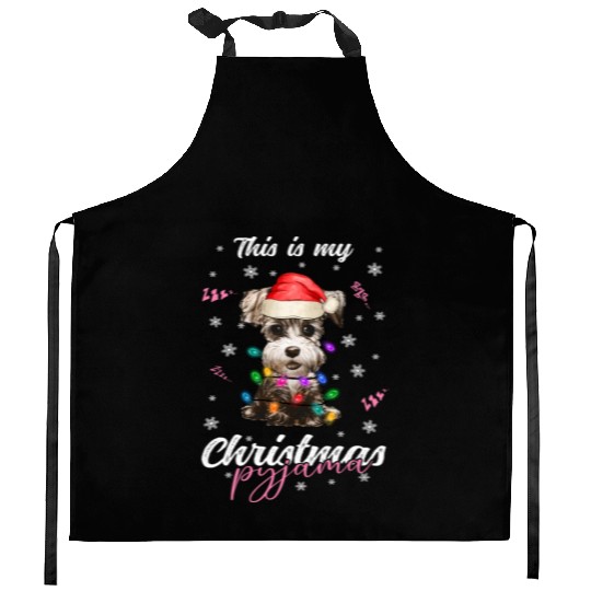 Winter Christmas Pyjama Miniature Schnauzer Kitchen Aprons