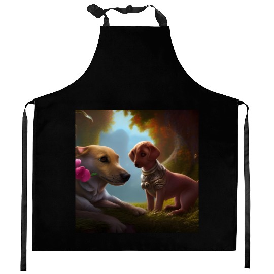 Puppy Love Cute Puppies with A Little Steampunk Kitchen Aprons