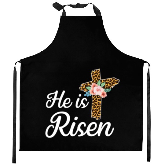 He Is Risen Jesus Christ Cross Easter Sunday Kitchen Aprons