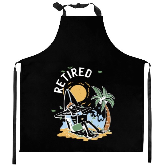 Retired Funny Retirement Kitchen Aprons