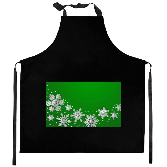 Christmas Snowflakes Green Winter Kitchen Aprons