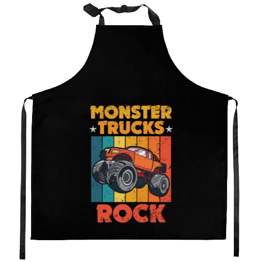 Awesome Monster Trucks Rock Tricks Stunts Wheelies Kitchen Aprons