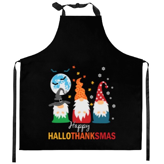 Happy Hallothanksmas Gnomes Lover Halloween Kitchen Aprons