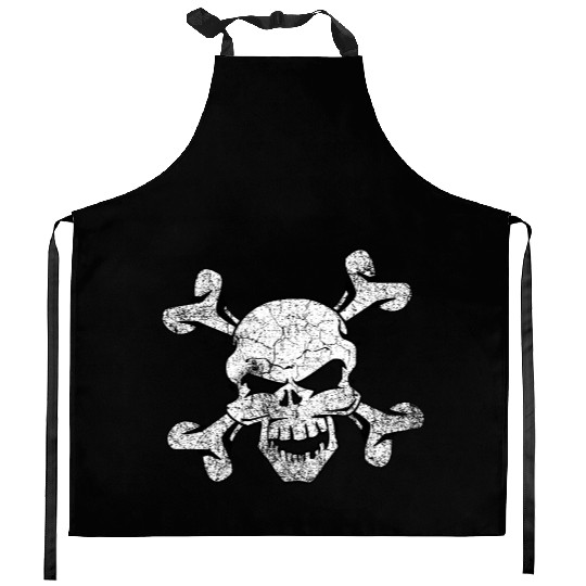 Distressed Skull And Crossbones Kitchen Aprons