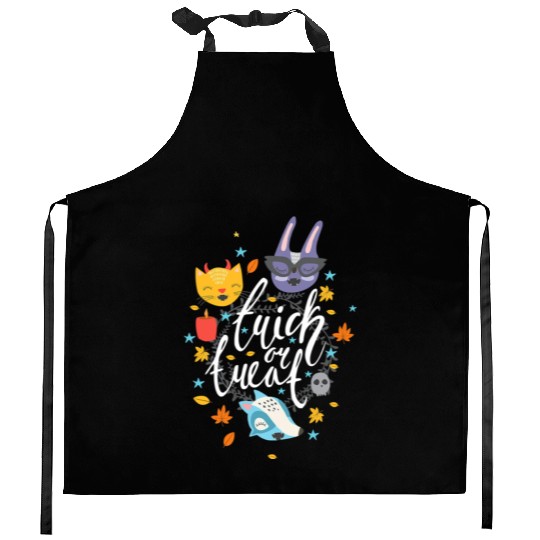 Cute Happy Halloween Trick Or Treat Kitchen Aprons