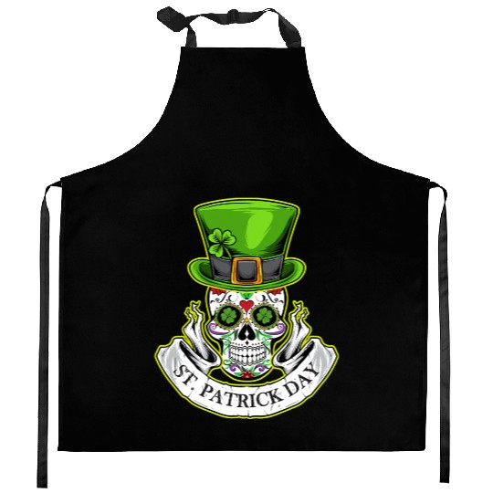 Sugar Skull | St Patrick Day | Lucky Charm Irish Kitchen Aprons
