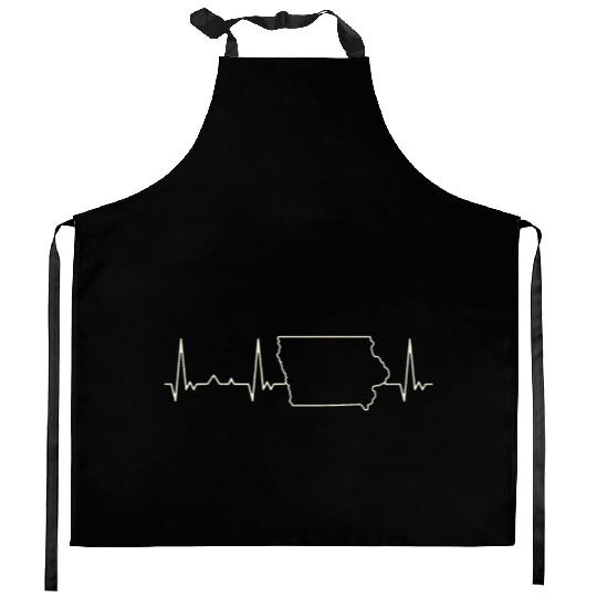 Iowa State USA. Heart. Love. EKG. Pulse. Beat. Kitchen Aprons