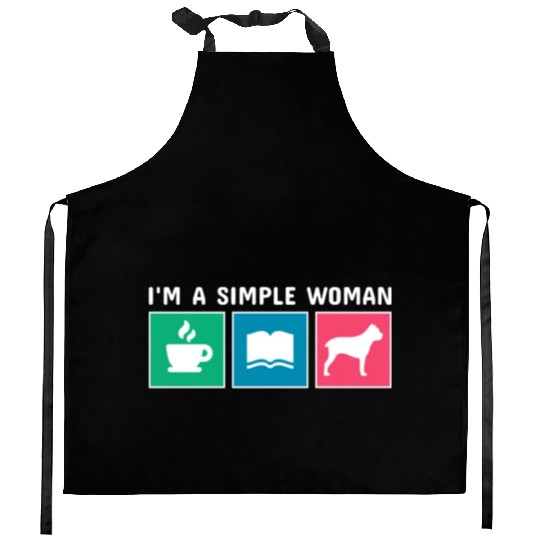 Coffee Books Cane Corso I'm A Simple Woman Kitchen Aprons