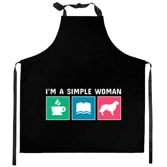 Coffee Books Golden Retriever I'm A Simple Woman Kitchen Aprons