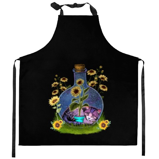 Cat Nap In A Jar Kitchen Aprons