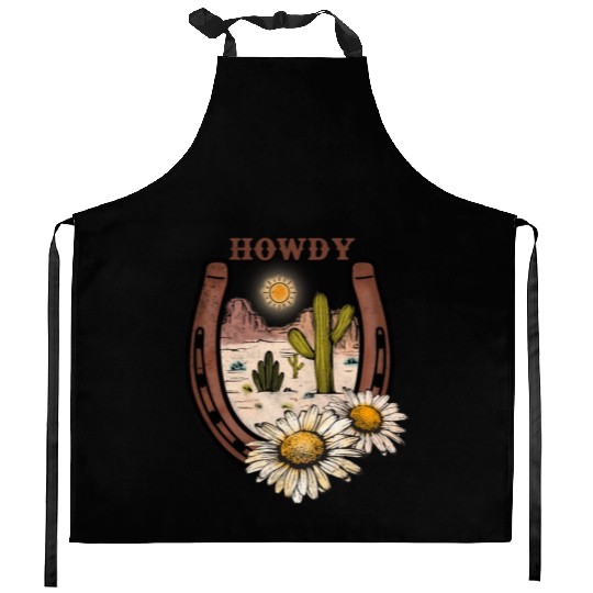 HOWDY -Desert Horseshoe Kitchen Aprons