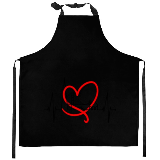 San Francisco Skyline Heartbeat California Lover Kitchen Aprons