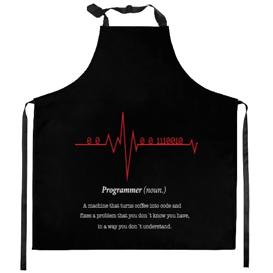 Programmer Heartbeat Kitchen Aprons