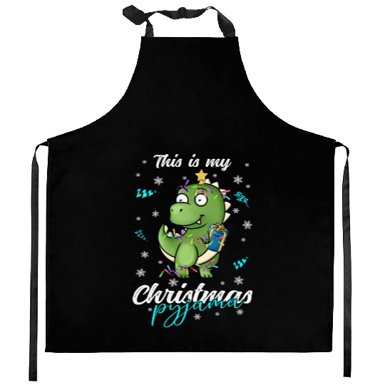 Winter Christmas Pyjama Dinosaur Trex Kitchen Aprons