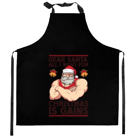 Dear Santa Christmas Gym Training Holiday Workout Kitchen Aprons